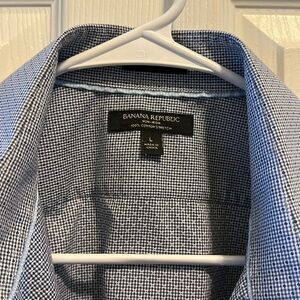 Banana Republic Blue Checkered Casual Button Down Shirt
